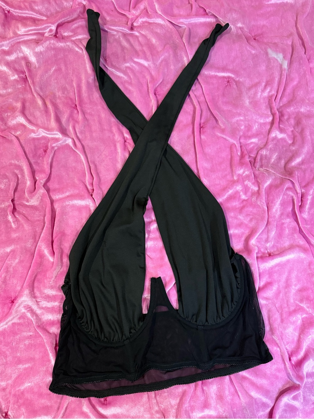 Black Cross-Back Crop Halter Top - Women